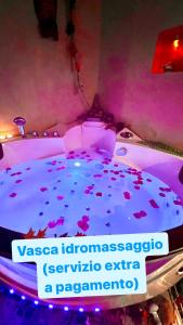 a room with a bed with hearts on it at Dormi nella SPA privata con letto ad acqua, sauna, doccia emozionale e kneipp in Alessandria