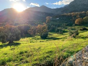 een veld met zonsondergang in de bergen bij L' Albarosa affittacamere e b&b in Spigno Saturnia