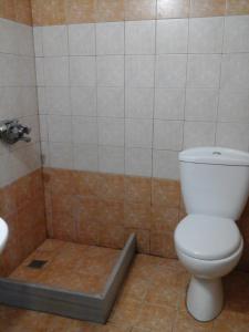 a bathroom with a toilet and a shower at Villa Murano in Fira +19 photos