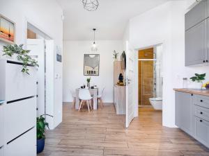 Kuchyň nebo kuchyňský kout v ubytování Villa Łeba Pokoje & Apartamenty