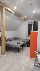 Habitación con 3 camas en una habitación en Porębana Osada, en Długopole-Zdrój