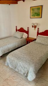 バジェ・グラン・レイにあるApartamentos Villa Auroraのベッド2台が隣同士に設置された部屋です。