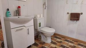 a bathroom with a white toilet and a sink at Sevan - Tsovazard Beach House in Tsovazard