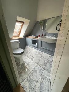 La salle de bains est pourvue de toilettes et d'un lavabo. dans l'établissement The Stable Loft. NEC, Airport, à Fillongley