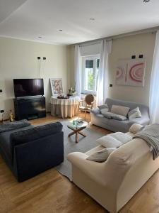 sala de estar con 2 sofás y TV en Luxury center appartment en Novi Ligure