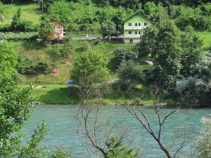 una casa en una colina junto a un río en Apartmani Vila na Drini, en Foča