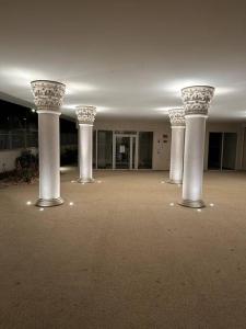 una fila de columnas blancas en una habitación vacía en Loue super appartement standing en Pantin