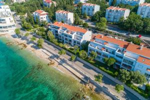 an aerial view of a beach with buildings and the water at Apartmani Heta Alagic I in Selce