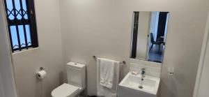 ein weißes Badezimmer mit Toilette und Waschbecken in der Unterkunft Accommodation Front - Charming 2 Sleeper in Point Waterfront in Durban