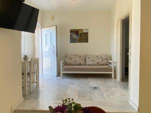 a living room with a couch and a tv at Dialinas Apartments in Istro