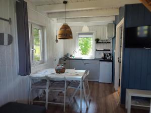 a kitchen with a table and chairs in a room at OSADA NA WYSPIE in Gdańsk
