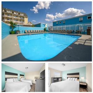 two pictures of a hotel with a swimming pool at Madison Beach Motel in Ocean City