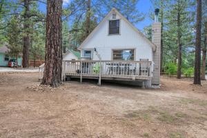 uma casa branca com um alpendre e uma árvore em Yoda Maple Cabin- Awesome cabin with great amenities, you can feel the warmth of this charming cabin em Sugarloaf