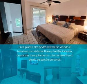 Cartel de un dormitorio con cama en Villas Cozumel #4, en Cozumel
