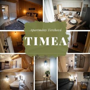 un collage de photos d'une chambre d'hôtel dans l'établissement Apartmán Timea, à Terchová