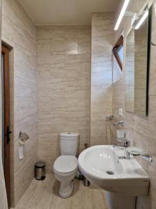 Un baño con un inodoro blanco y un lavabo. en Studio 58 Costinesti, en Costinesti 12 fotos más