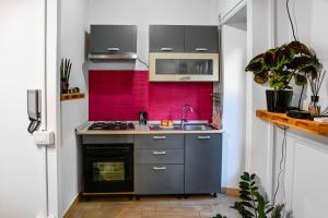 Una pequeña cocina con fregadero y estufa. en Oisum Home, en Iglesias 7 fotos más