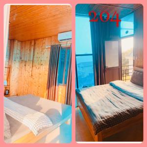 twee foto's van een kamer met een bed in een kamer bij Tam Đảo Xanh Homestay - Venuestay in Vĩnh Phúc