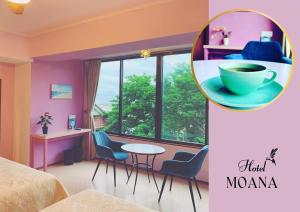 Postel nebo postele na pokoji v ubytování Hotel MOANA絶景オーシャンビューカフェラウンジ朝食付き