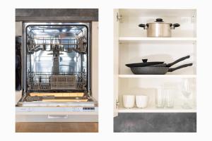 Una cocina o kitchenette en Whats-App Self-Check-IN - 1BR Apartment, near airport,15 min to Center