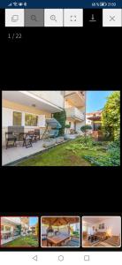 a collage of photos of a house with a table and benches at Apartment Bjanka in Pakoštane
