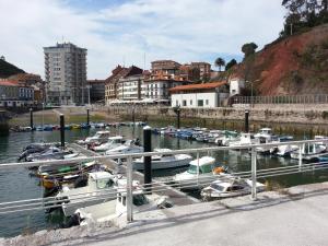 a bunch of boats docked in a harbor at Apartamento céntrico Candás in Candás