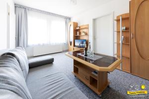 โทรทัศน์และ/หรือระบบความบันเทิงของ Ferienwohnung -Happy- Familie Friedrich