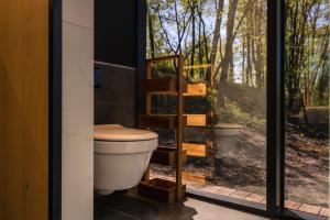 a toilet in a bathroom with a window at The Valley x Wilsum in Wilsum