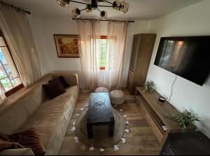 a living room with a couch and a coffee table at Mila Vila Fruška Gora in Irig