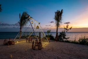 a swing on a beach with lights on it at Aldiana Club Zanzibar Kwanza in Kizimkazi