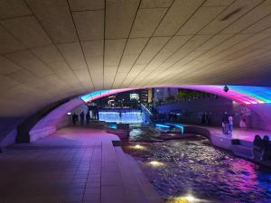 ソウルにあるHotel dongyangjang Dongdaemun-Jongnoの夜の川橋