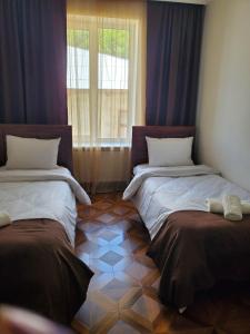 Postel nebo postele na pokoji v ubytování DIOSKURIA BORJOMi