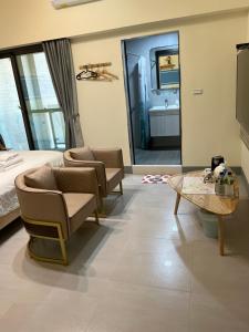 Katil atau katil-katil dalam bilik di Dongjin Bay B&B