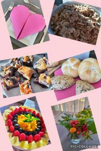 un collage de fotos de comida y postres en Casa Algezar, en Hondón de las Nieves