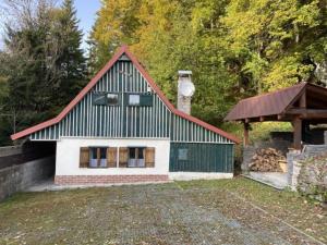 een huis met een groen en wit dak bij Chaloupka u Káji in Vítkovice