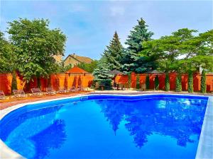 a large blue swimming pool in a yard at Villa Alfredo in Odesa