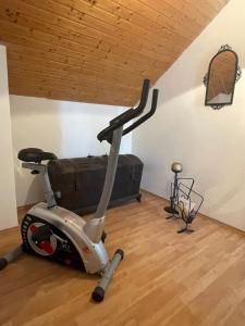 einen Fitnessraum mit einem Heimtrainer in einem Zimmer in der Unterkunft Apartment Nürnberg in Nürnberg