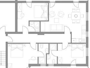 uma planta de piso preto e branco de uma casa em Apartment Tulpe by Interhome em Velden am Wörthersee