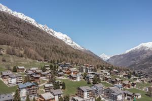 an aerial view of a village in the mountains at Haus Slalom in Saas-Fee