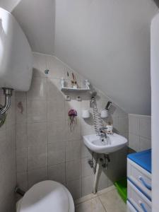 bagno con servizi igienici e lavandino di A CASA DI NONNA LUISA a Porto San Giorgio