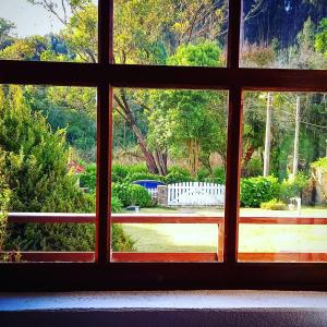 a window view of a garden from a house at Venus Haüs in Monte Verde +11 photos