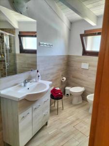 a bathroom with a sink and a toilet at Dimora al parco in Domusnovas