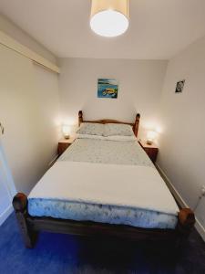 1 dormitorio con 1 cama grande y 2 mesitas de noche en Oak Cottage 3 km from Rock of Cashel, en Cashel