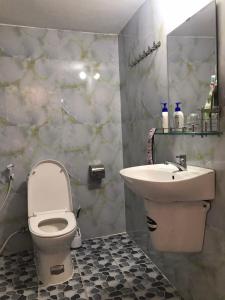 La salle de bains est pourvue de toilettes et d'un lavabo. dans l'établissement Blue Sea Homestay 2, à Phu Yen