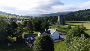 an aerial view of a house in a field at Ty Sinsir in Crickhowell