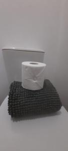 a white toilet sitting on top of a black rug at Wendon Holidays in Caernarfon