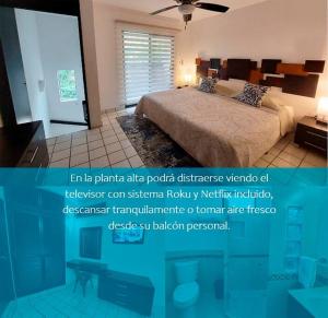 a poster of a bedroom with a bed at Villas Cozumel #7 in Cozumel