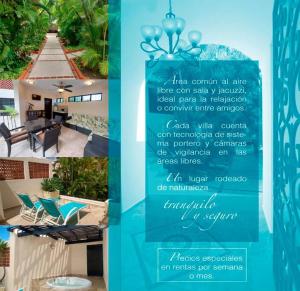 ein Flyer für eine Villa mit einem Bild eines Hauses in der Unterkunft Villas Cozumel #3 in Cozumel