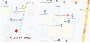 um mapa mostrando a localização de um posto de votação em Molino Apartamentai em Palanga
