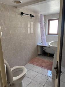 ein Bad mit einem WC und einem Waschbecken in der Unterkunft Grand Appartement lumineux 2ch. Ville historique. in Verneuil d’Avre et d’Iton